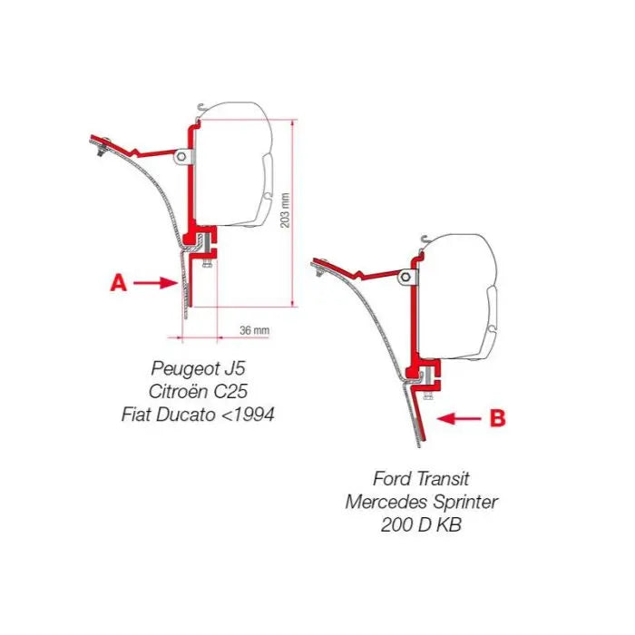 Fiamma F45 Van Mounting Bracket Kit - Some Ducato / Transit / Sprinter