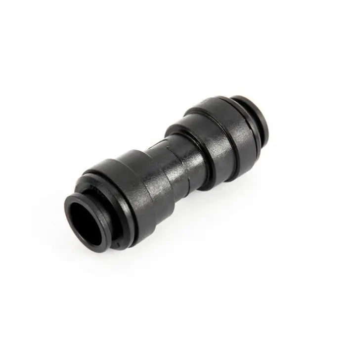 Black plastic fitting on a white background