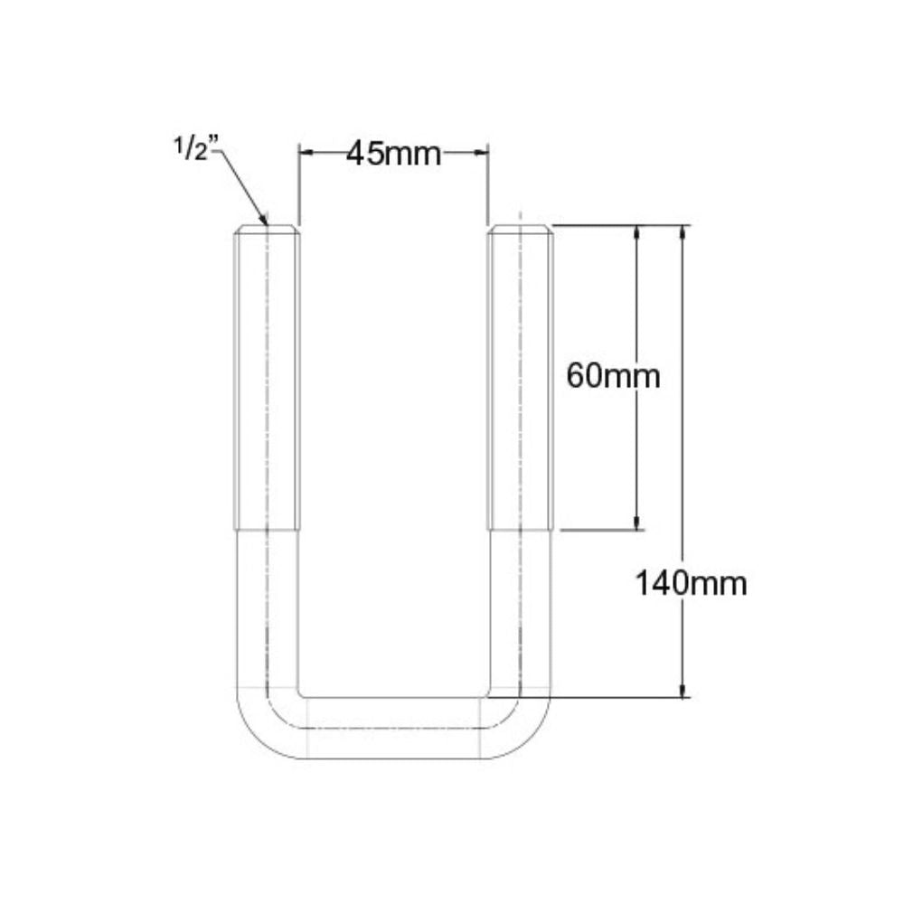 U-BOLT GAL FOR 45MM SQ AXLE