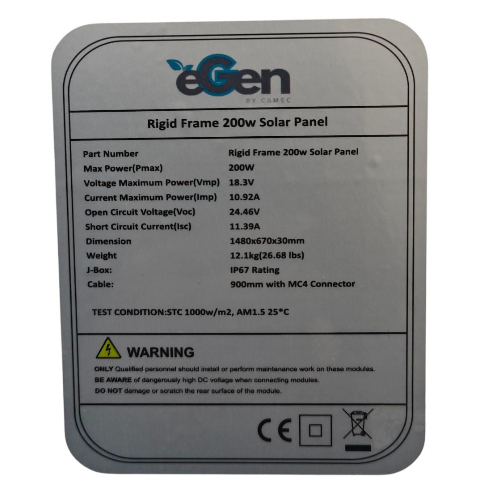 EGEN SOLAR PANEL 200W 12V