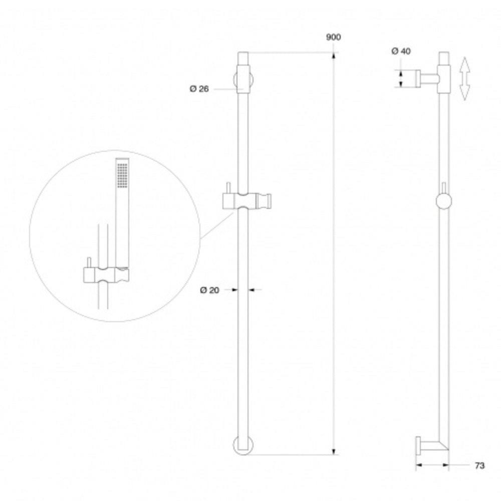 BARKA ADJUSTABLE SHOWER RAIL SET