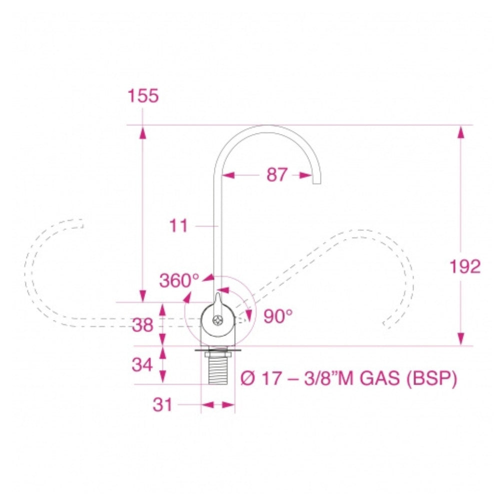 BARKA DBL HANDLE FOLD DOWN FLAT J SPOUT MIXER