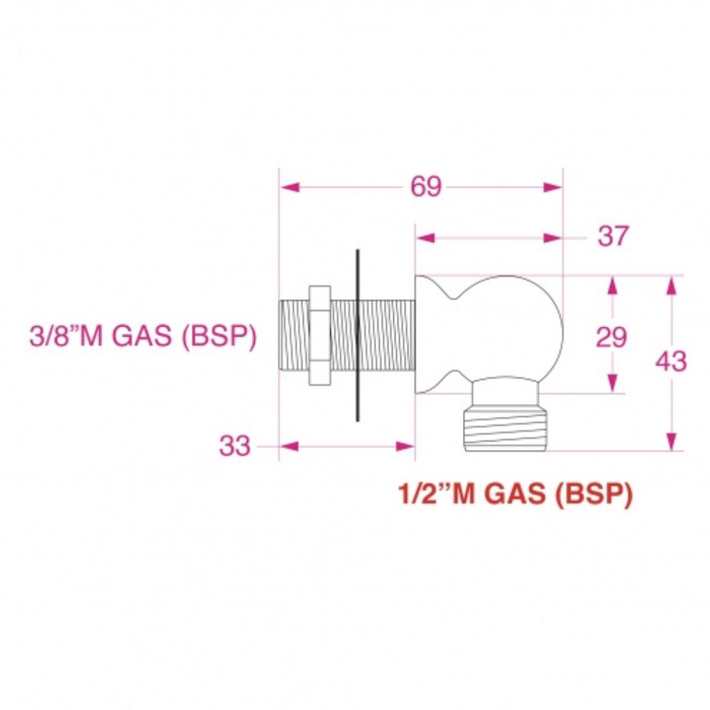 BARKA BULKHEAD ELBOW WATER CONNECTION 1/2"