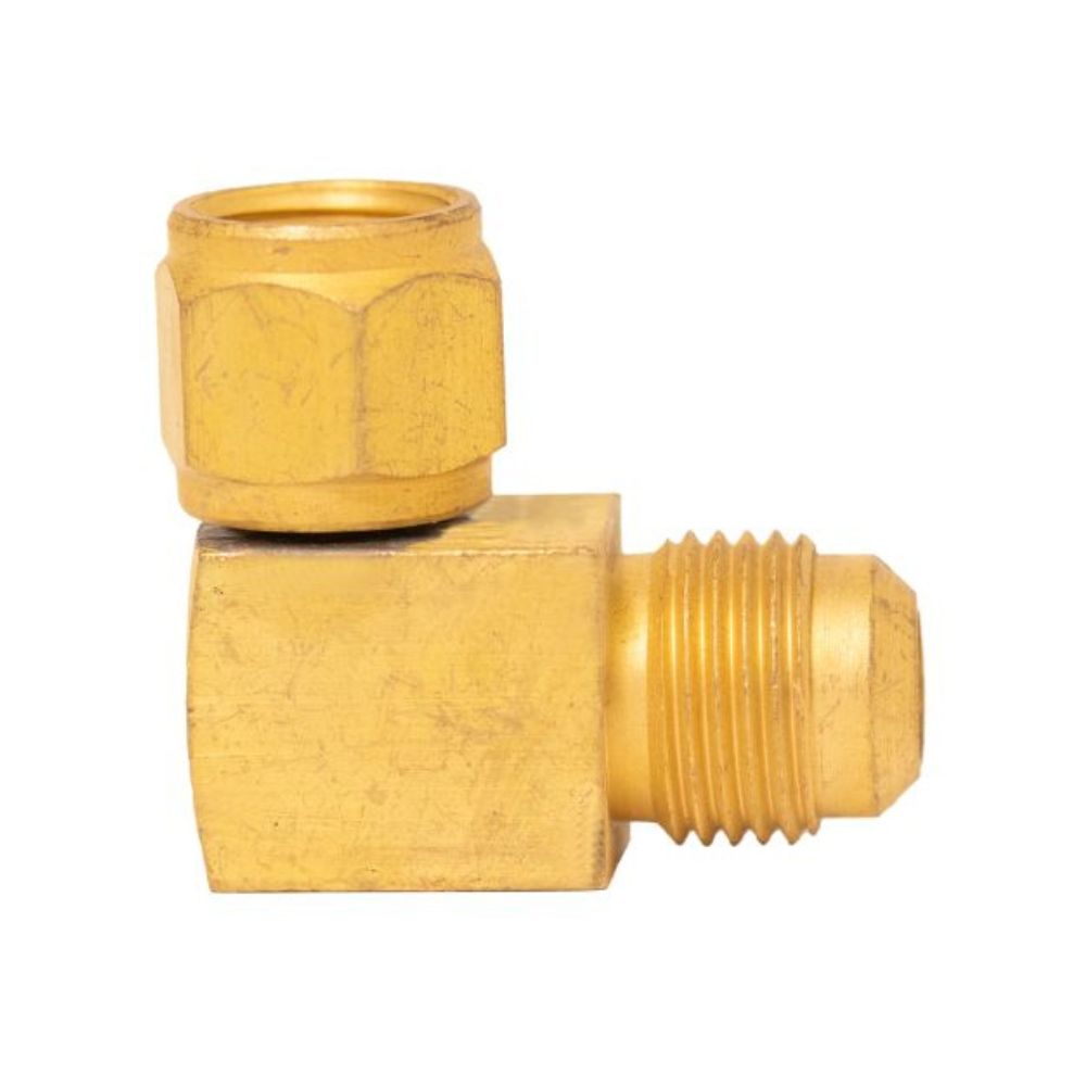 BRASS ELBOW ADAPTOR 5/16 SAE F x 3/8 SAE M