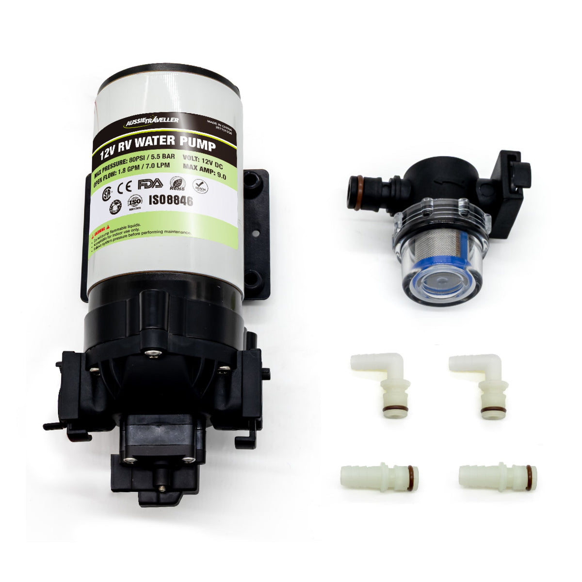 Aussie Traveller 12V RV Water Pump - 7.0LPM