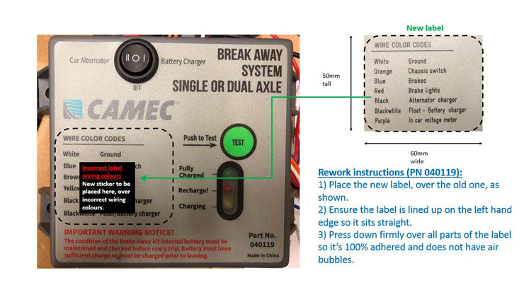 Product bulletin - Camec breakaway system - label