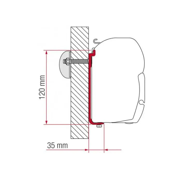 Fiamma F45 Awning Standard Mounting Bracket - 120mm Wide