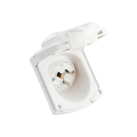 White electrical socket on a white background