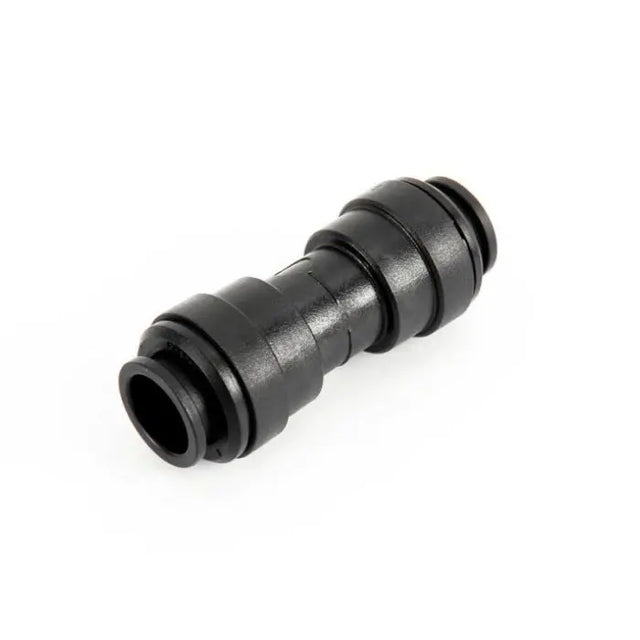 Black plastic fitting on a white background