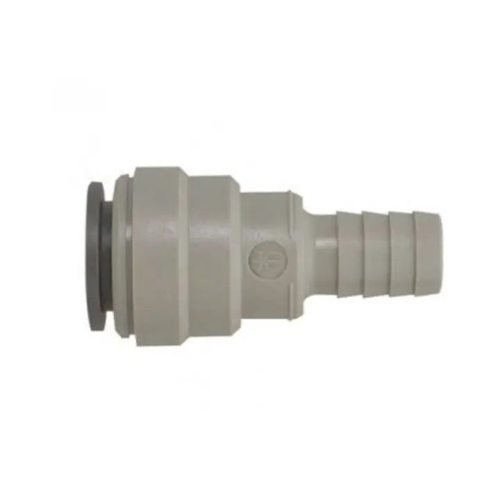 Plastic hose fitting on a white background