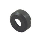 Black mechanical component on a white background