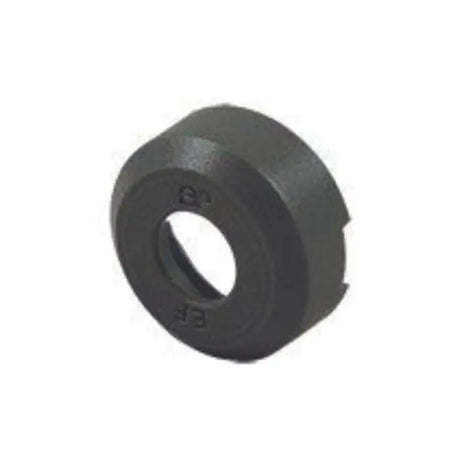 Black mechanical component on a white background