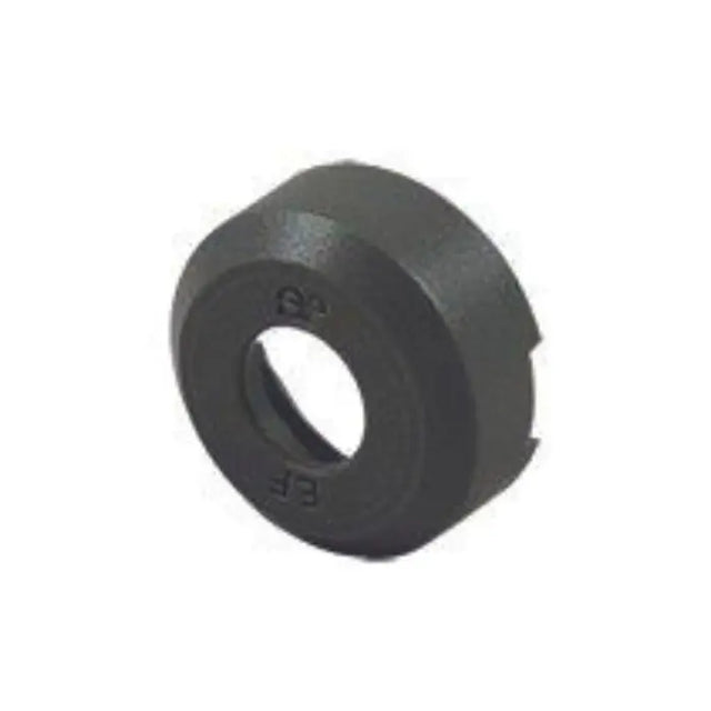 Black mechanical component on a white background