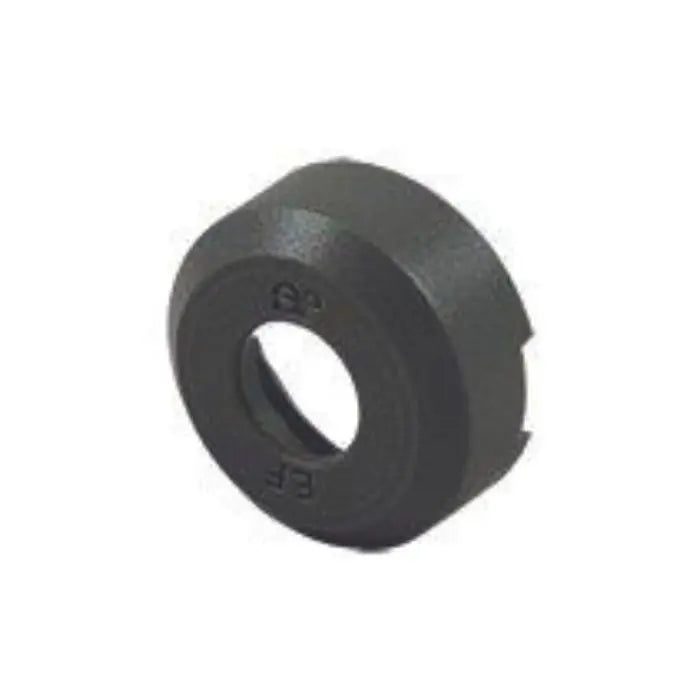 Black mechanical component on a white background