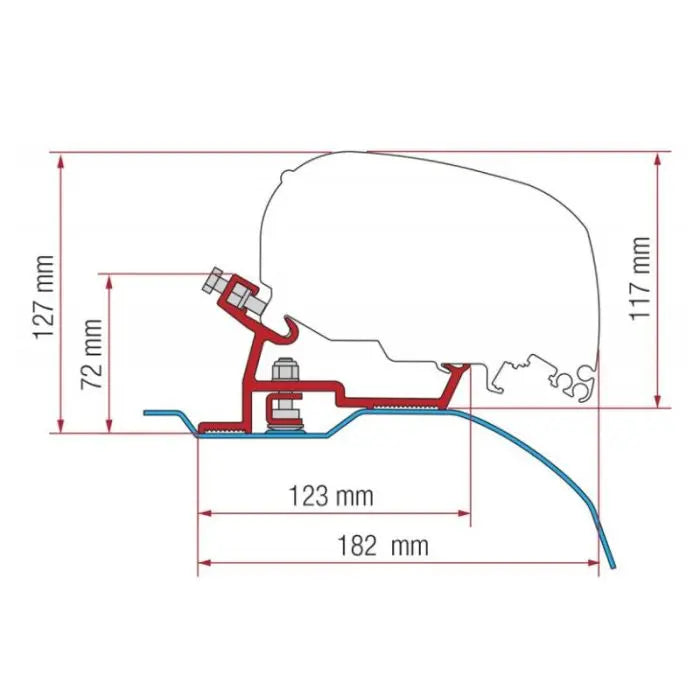 Fiamma F65 / F80 Mounting Bracket Kit - Suit Ducato / Jumper / Boxer High Roof > 06/2006