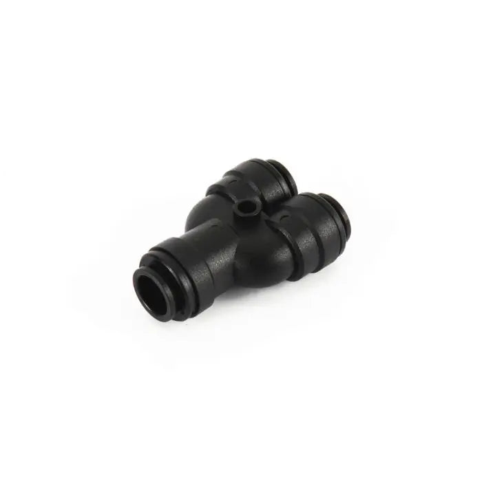 Black plumbing part on a white background