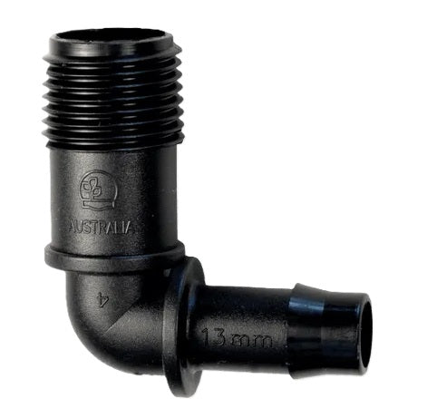 THREADED ELBOW MALE 1/2" M/BSP x 13MM BARB