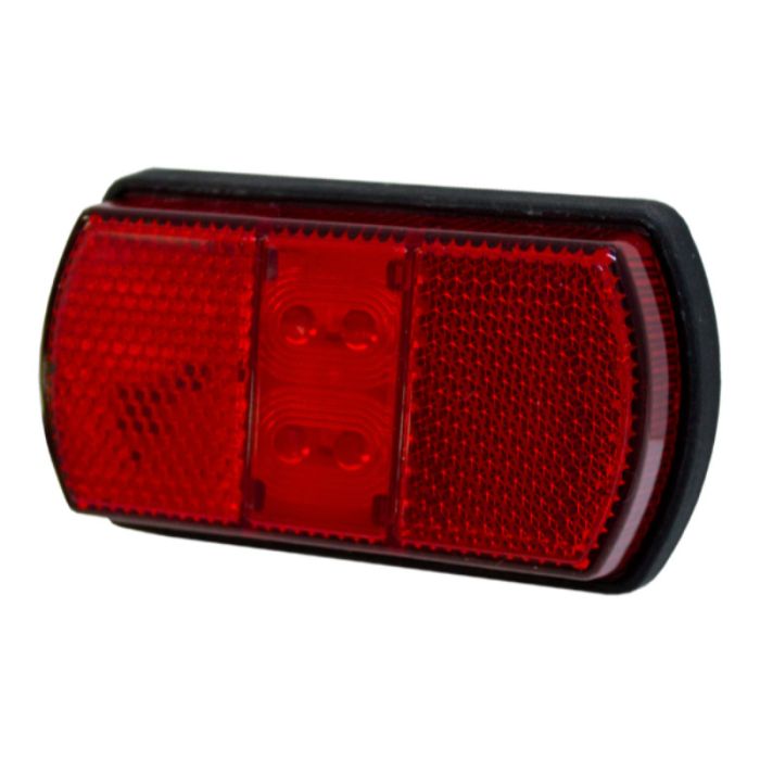 A red LED vehicle marker light with a high impact acrylic lens and black housing.