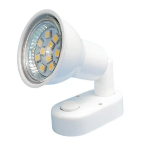 White spotlight with adjustable head on a white background
