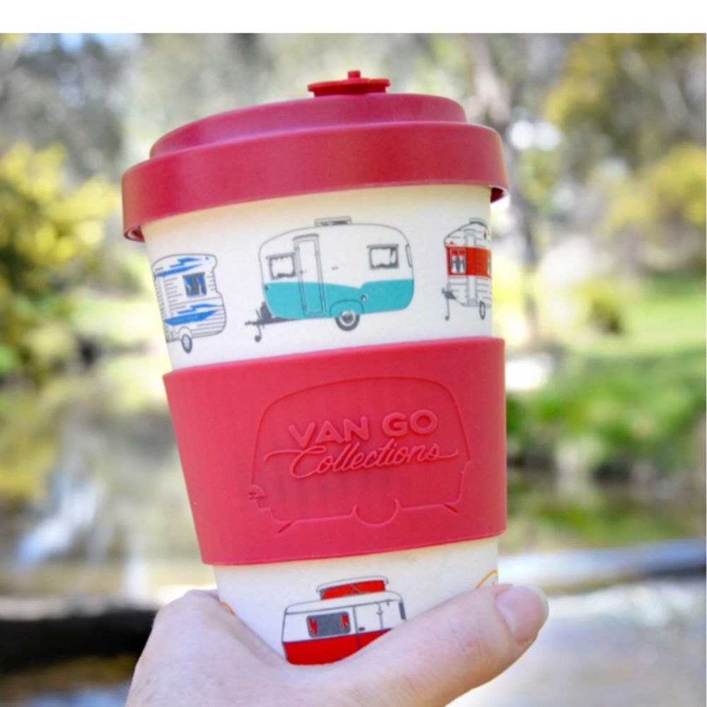 BAMBOO CARAVAN TRAVEL MUG RED