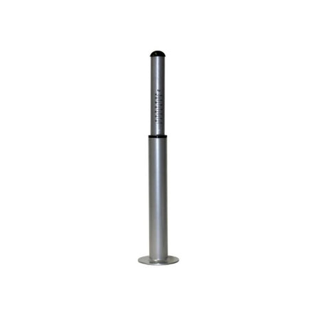 A vertical silver tow ball weight scale with a black top.