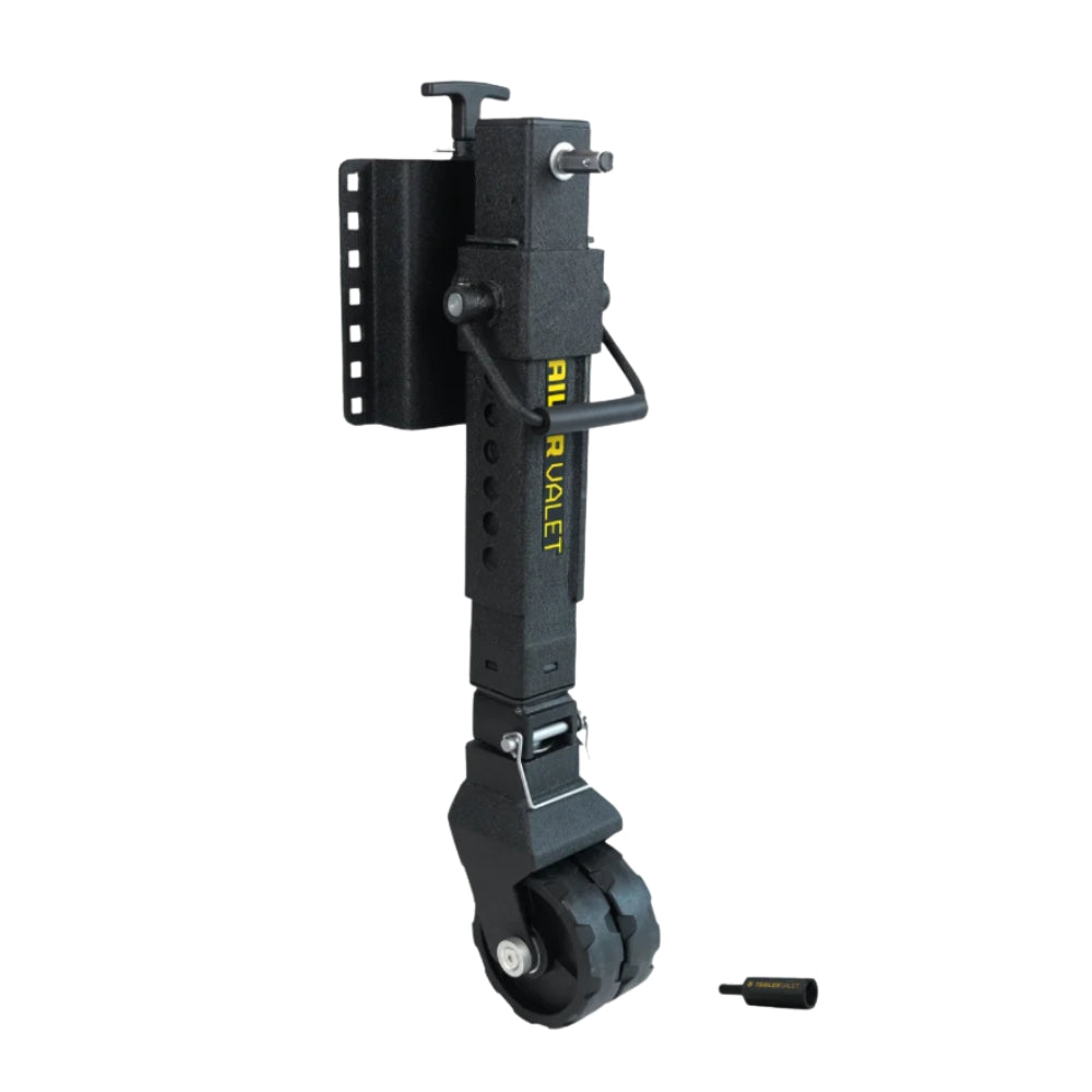 Black Side-mount drill jack on white background
