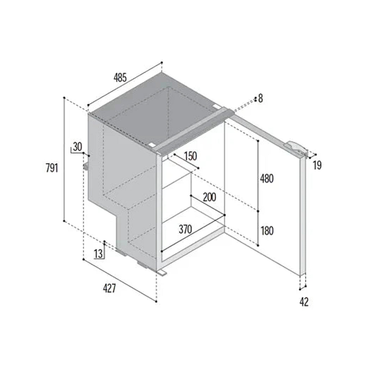 Vitrifrigo C85i CHR Fridge Freezer - 85L Right Hinge