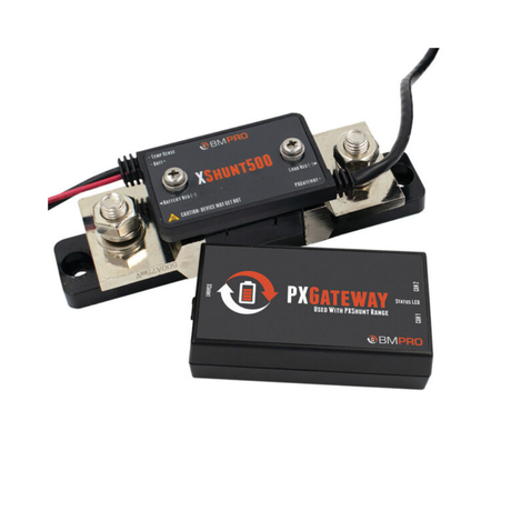 Two electronic components with 'PX Gateway' and 'Shunt500' labels on a white background