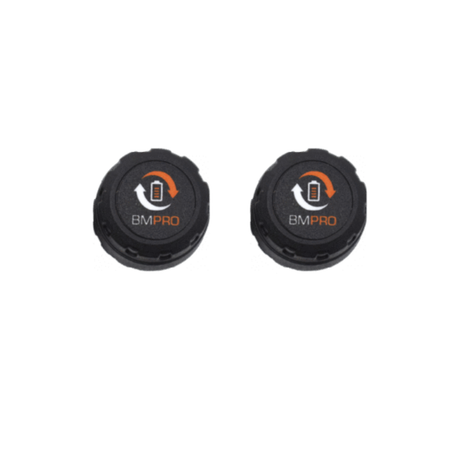 Two black BMPro branded pressure monitoring gauges on a white background