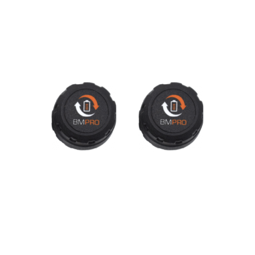 Two black BMPro branded pressure monitoring gauges on a white background