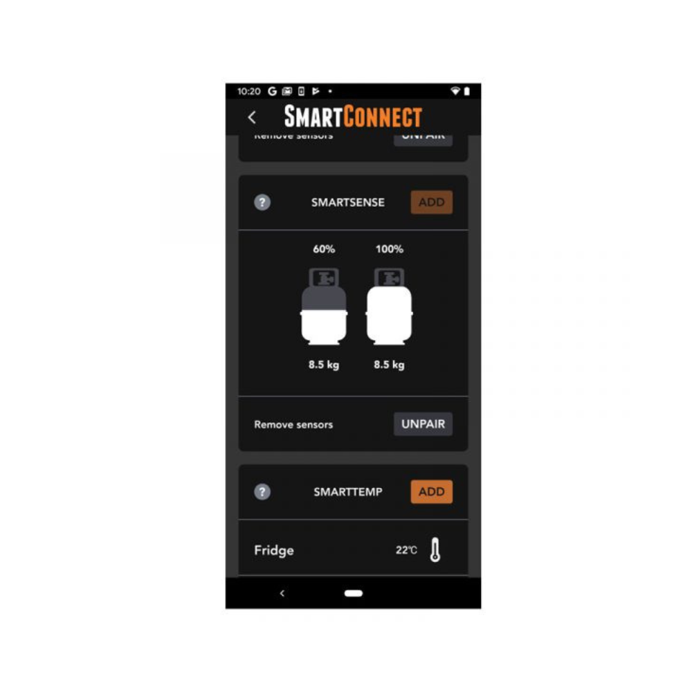 Smart home app interface on a smartphone with 'SmartConnect' branding.