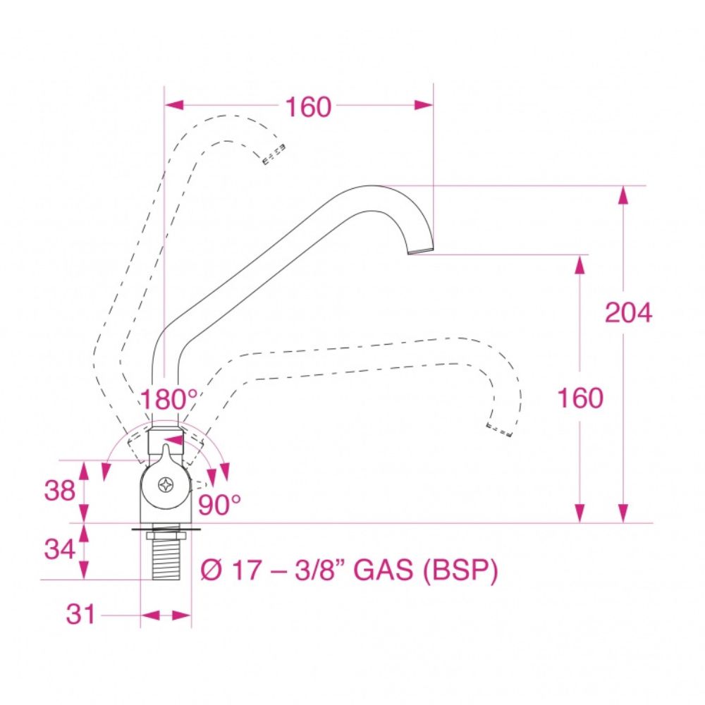 BARKA DBL HANDLE FOLD DOWN J SPOUT MIXER