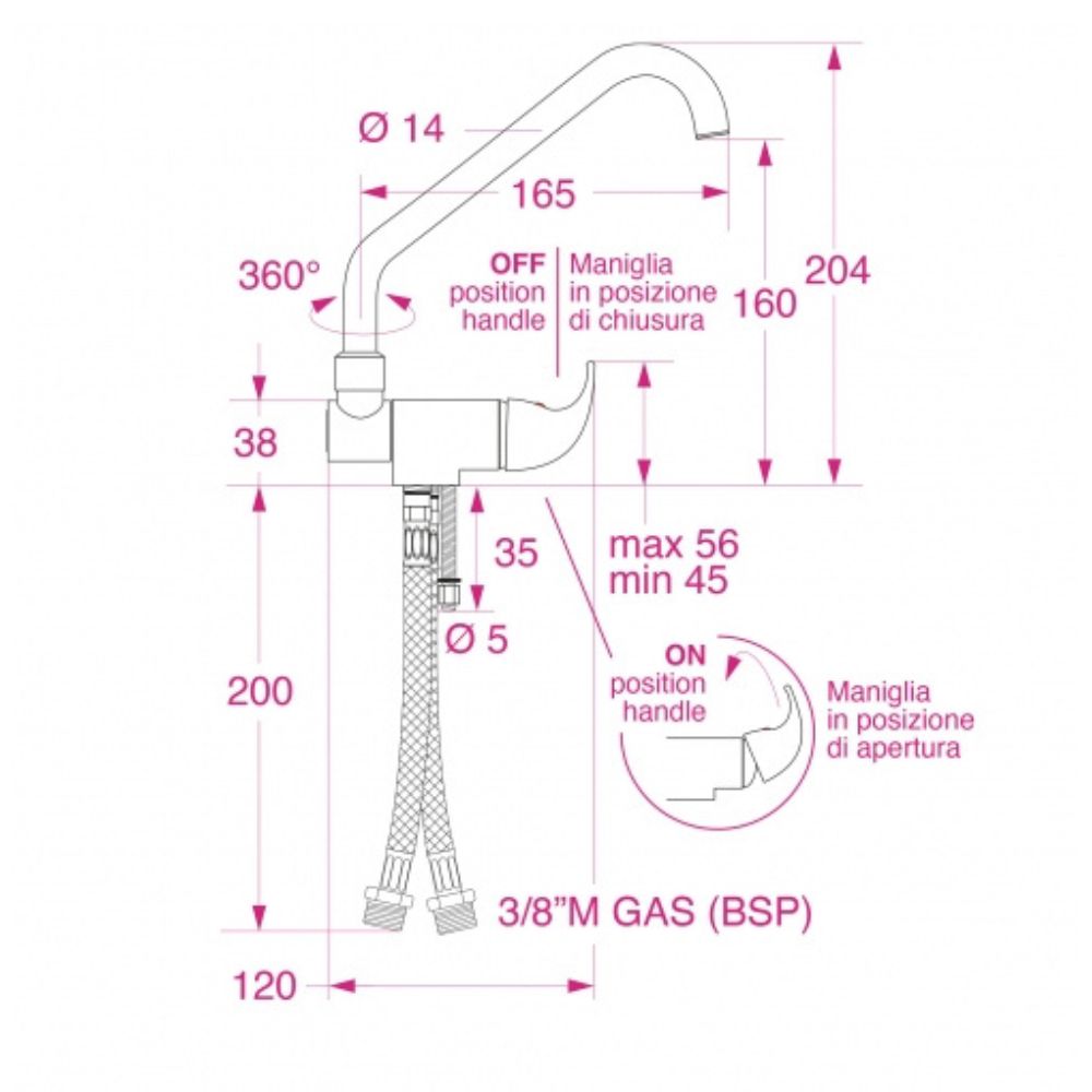 BARKA FOLD DOWN J SPOUT MIXER