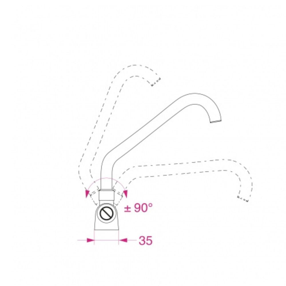 Barka Single Handle Ceramic Fold Down J Spout Mixer - Chrome