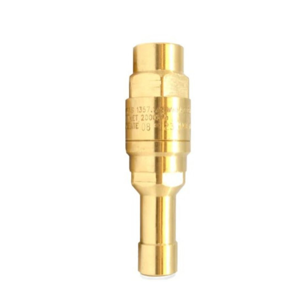 Gold-colored fitting on a white background