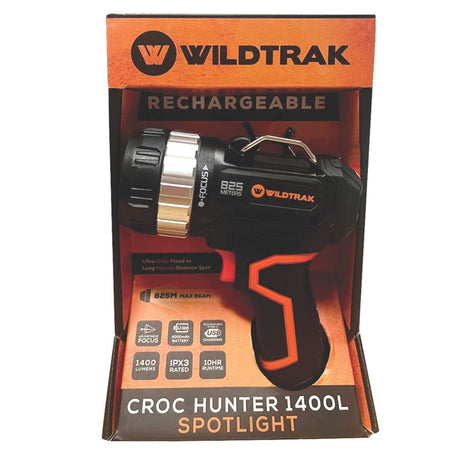 Wildtrak Croc Hunter 1400L Spotlight packaging on a white background