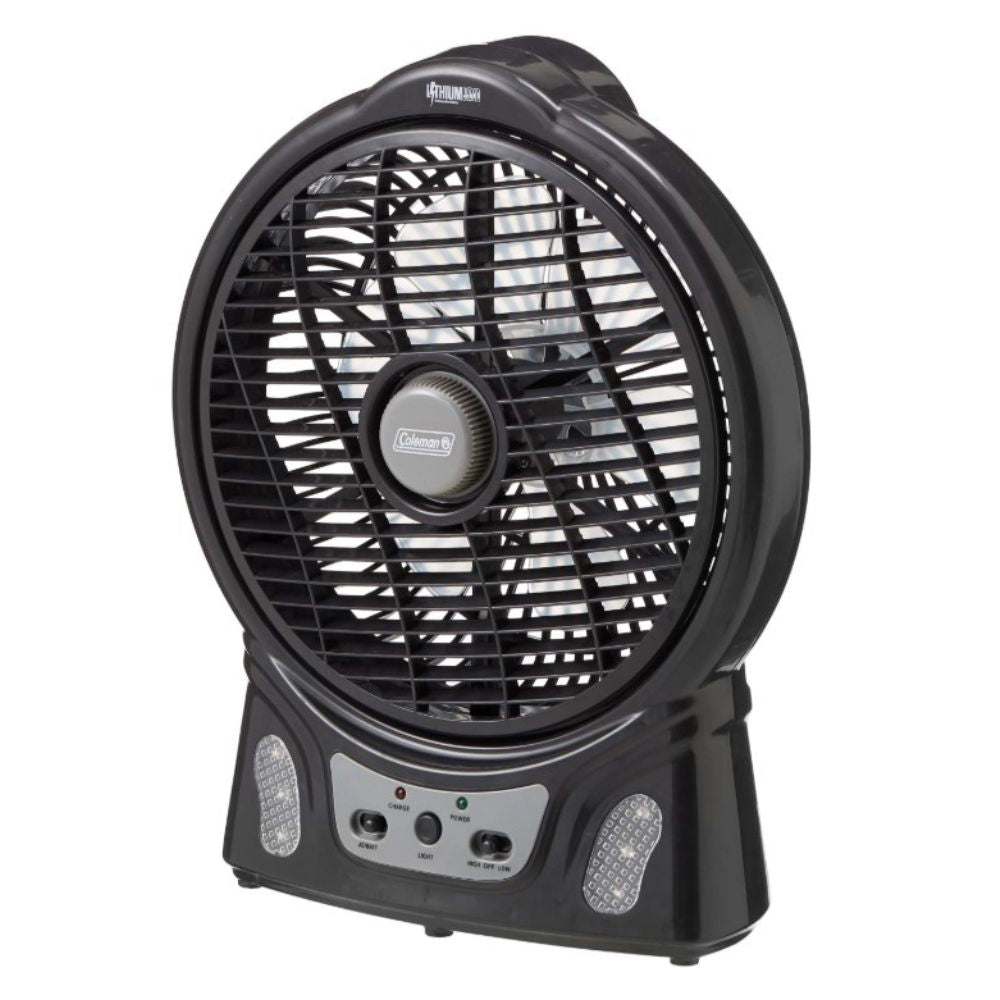 Coleman 240V/12V Rechargeable Lithium Ion Fan with LED Lights