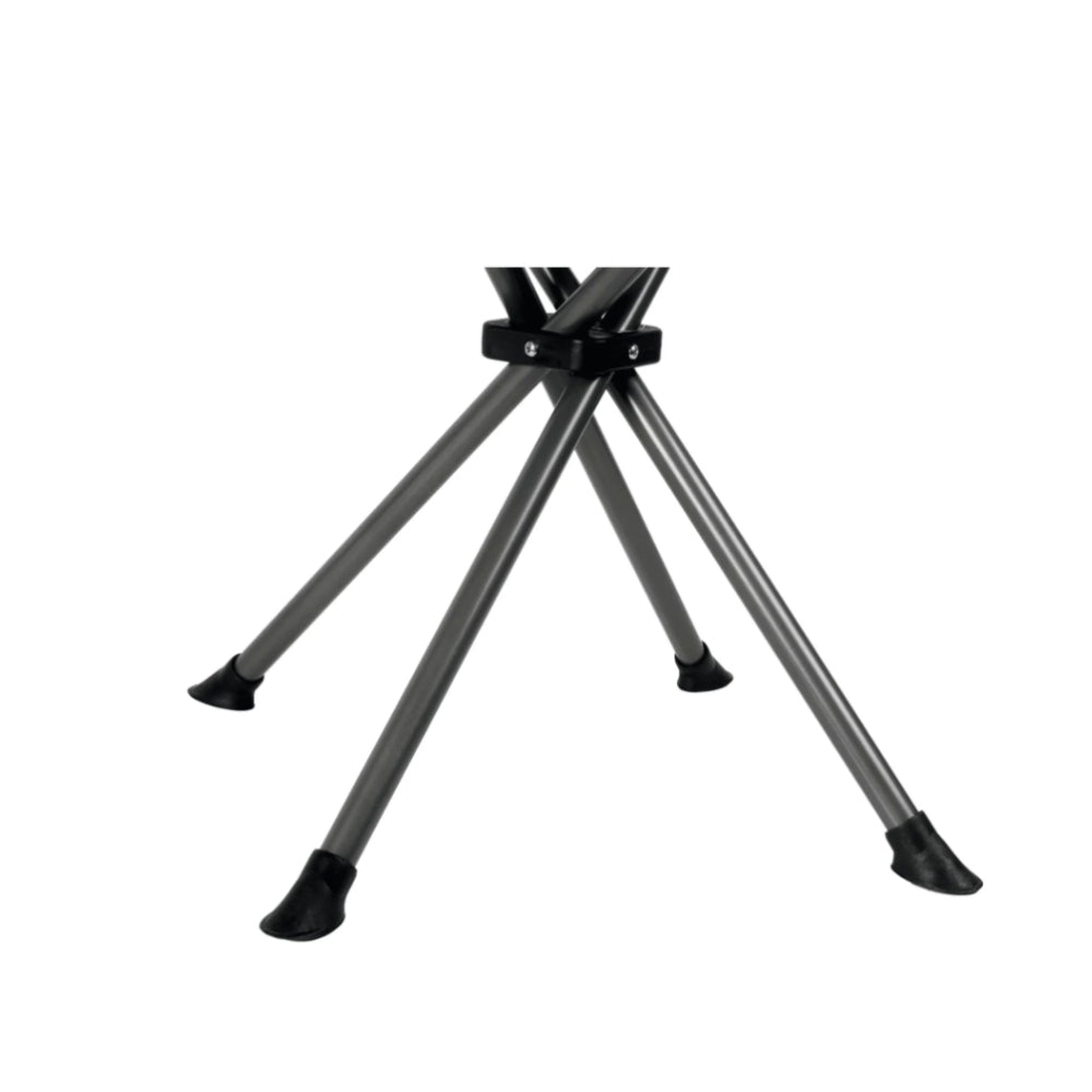 Black metal stool tripod legs on a white background