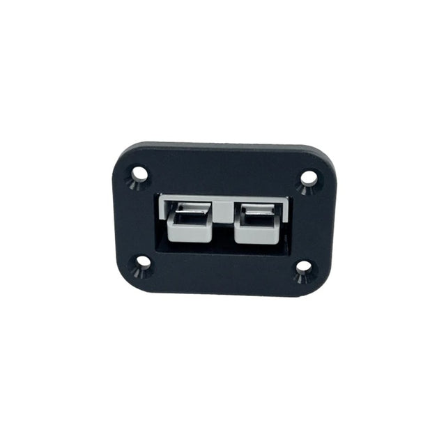 Black panel connector on a white background