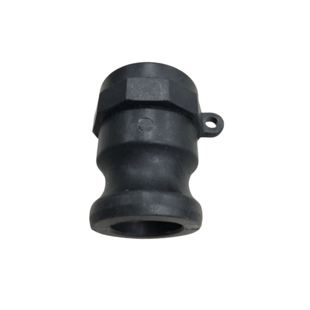 Black plastic fitting on a white background