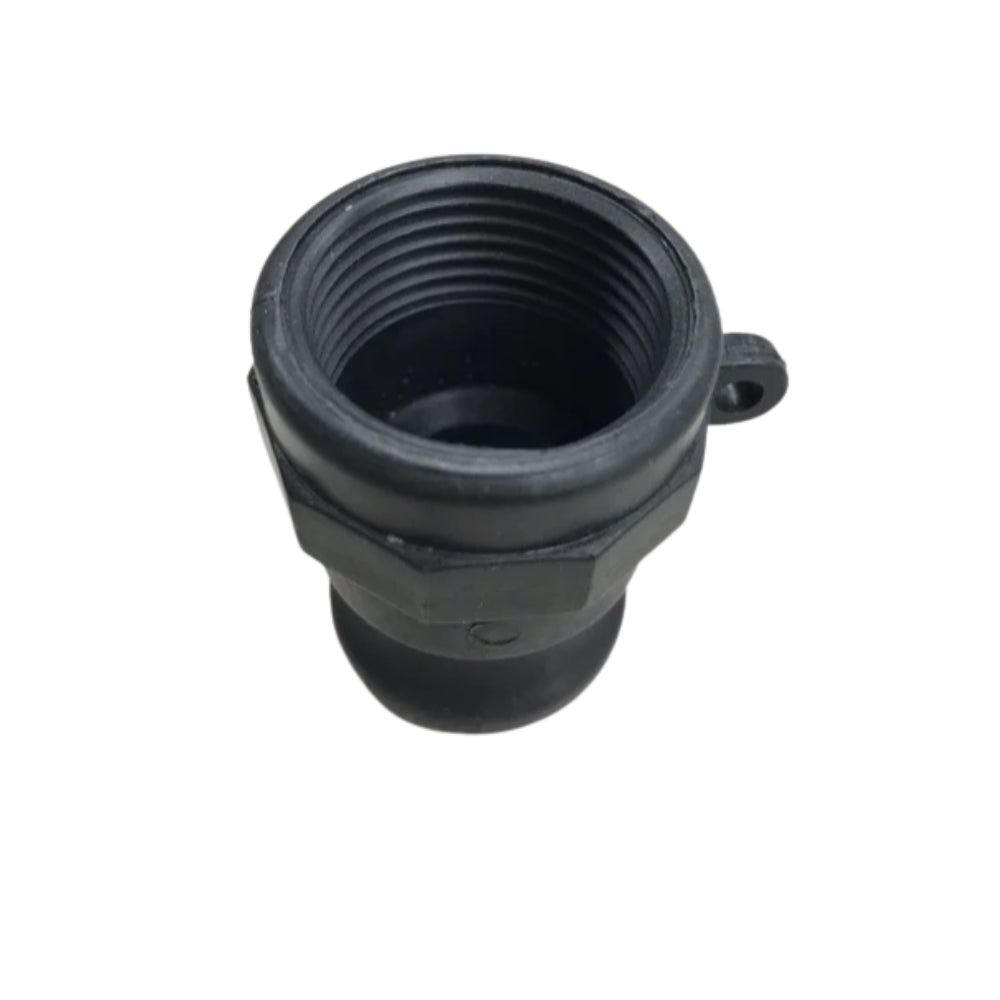 Black plastic fitting on a white background
