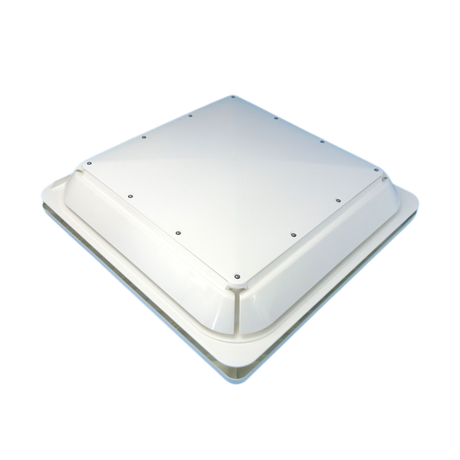 Camec Caravan Roof Hatch with white frame on a white background