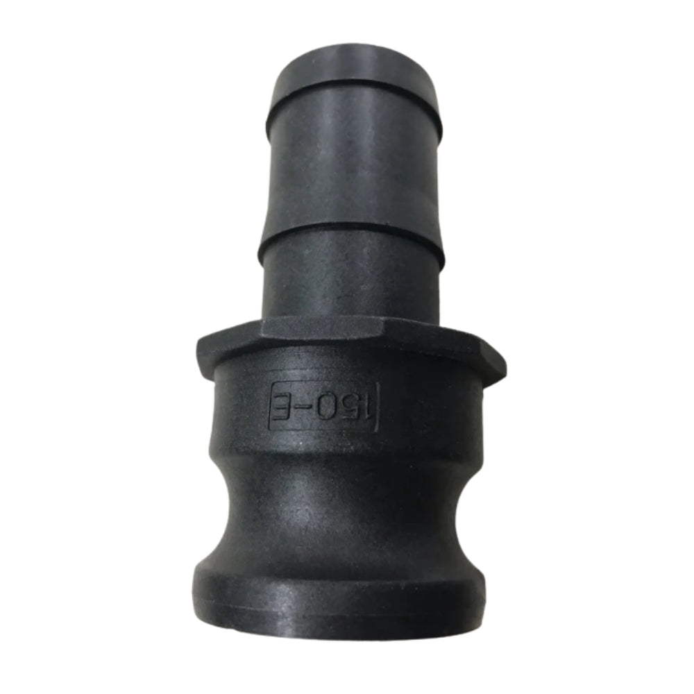 Black plastic fitting on a white background