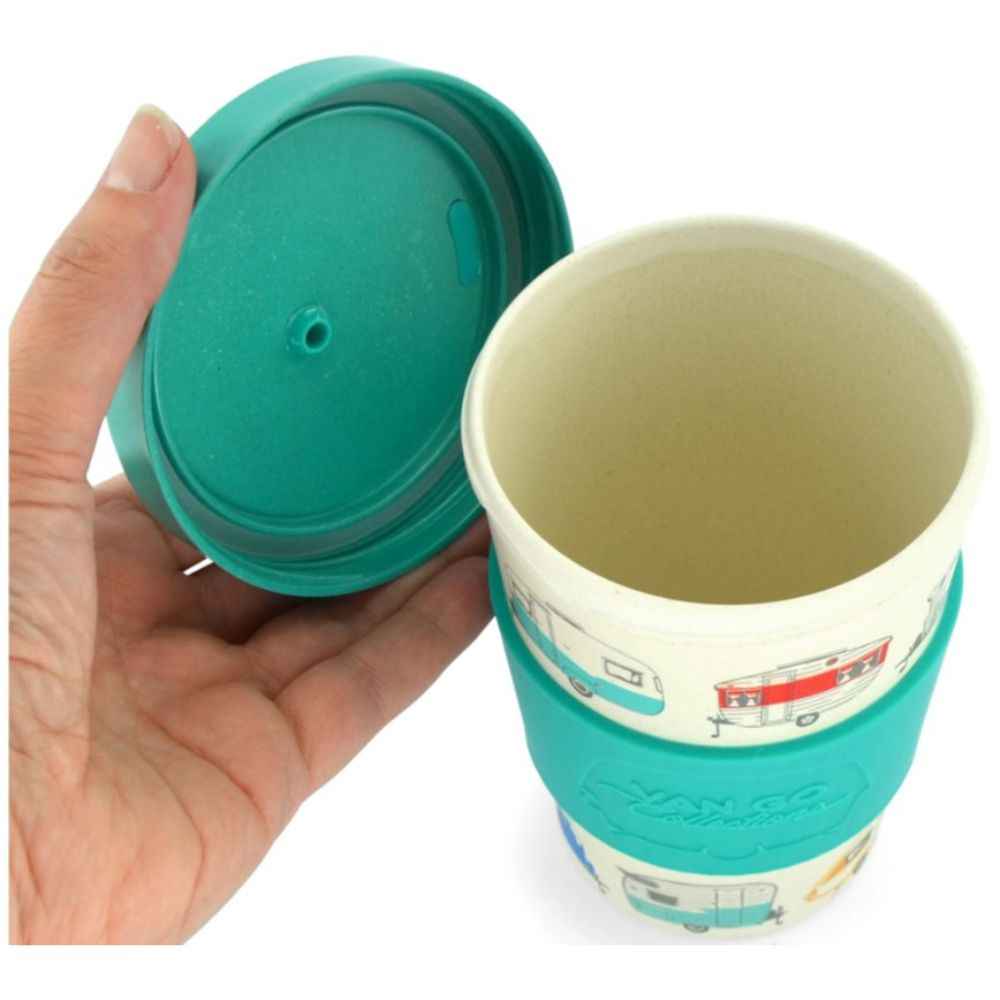 BAMBOO CARAVAN TRAVEL MUG AQUA