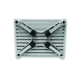 Portable aluminium step shown in folded position for easy travel