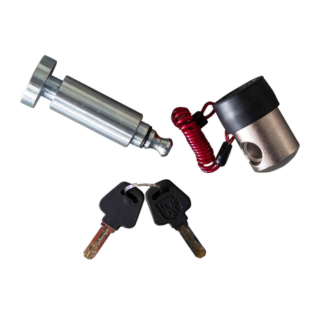 Mechanical lock components with keys on a white background