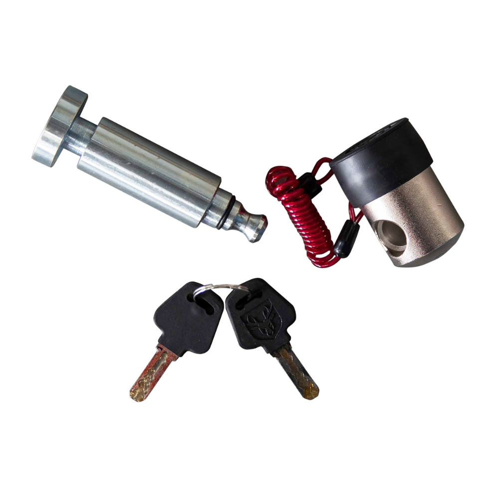 Mechanical lock components with keys on a white background