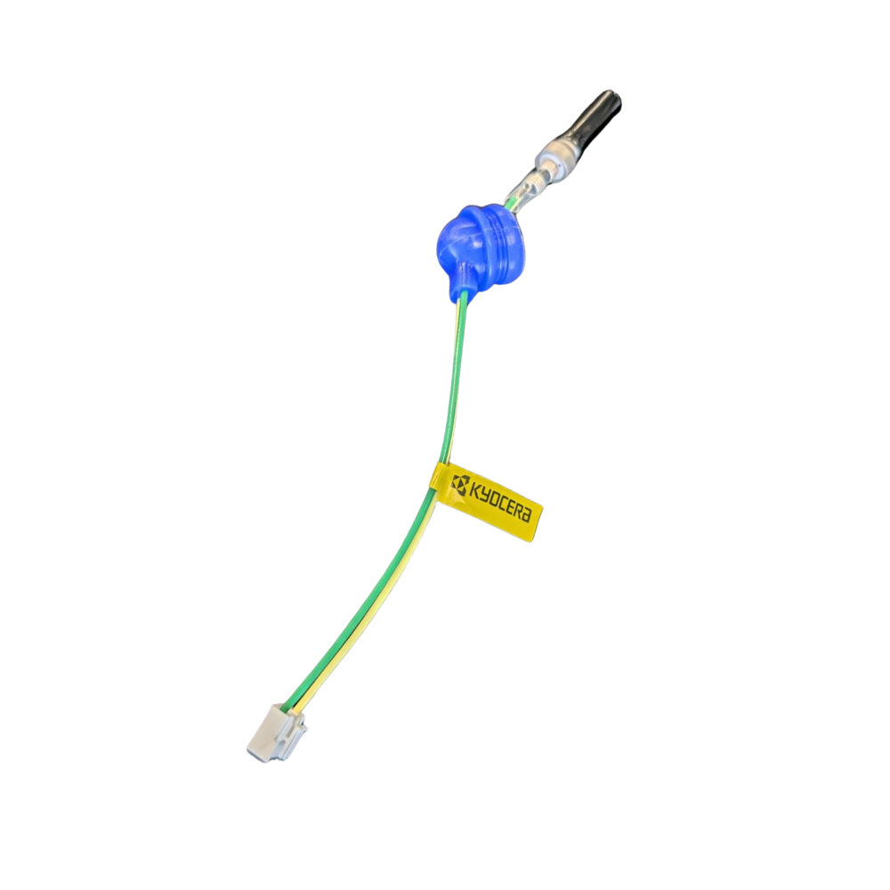 Diesel Heater Glow Plug part with blue connector and green cable on a white background