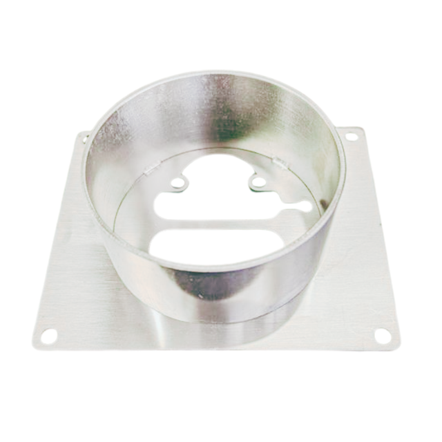 Metallic silver mounting plate box on a white background
