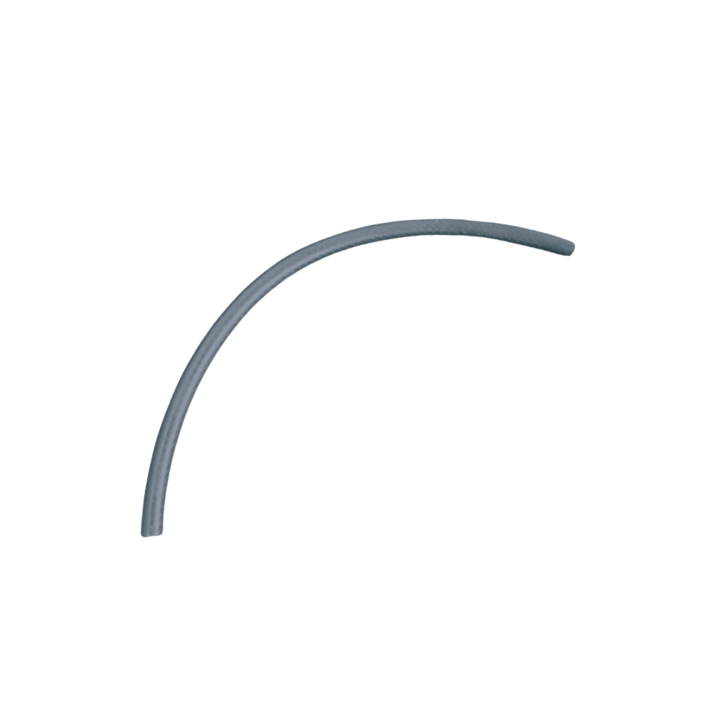 Curved black rubber tube on a white background
